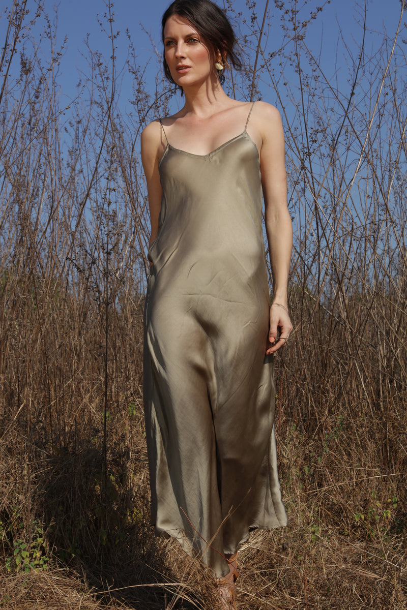 Rose Bush Fibers Hand Dyed Rose Slip Dress from Savannah Collection by the White Raven Women Clothing