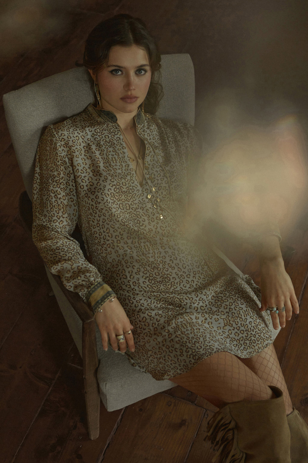 100% Crepe Silk Tunic Savannah Collection by The White Raven