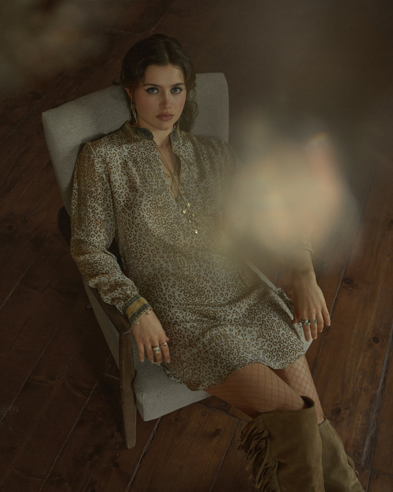 100% Crepe Silk Tunic Savannah Collection by The White Raven