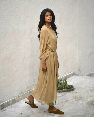 Hand loomed Raw Silk Gauze Kimono Savannah Collection by The White Raven