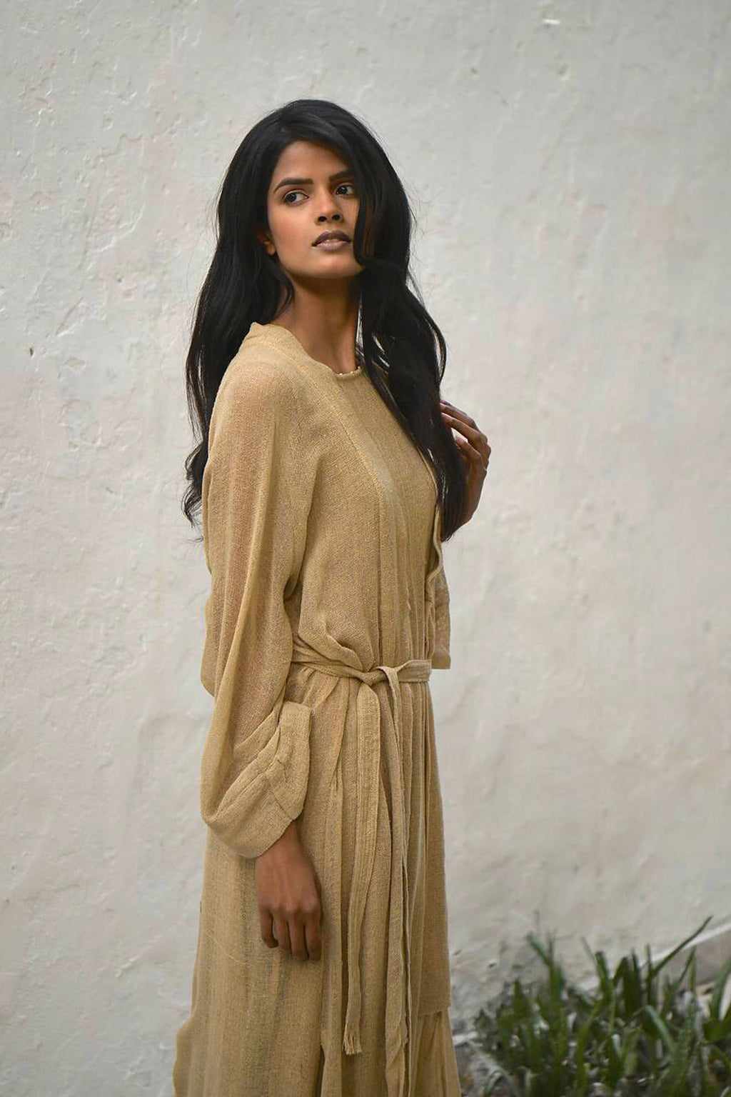 Hand loomed Raw Silk Gauze Kimono Savannah Collection by The White Raven