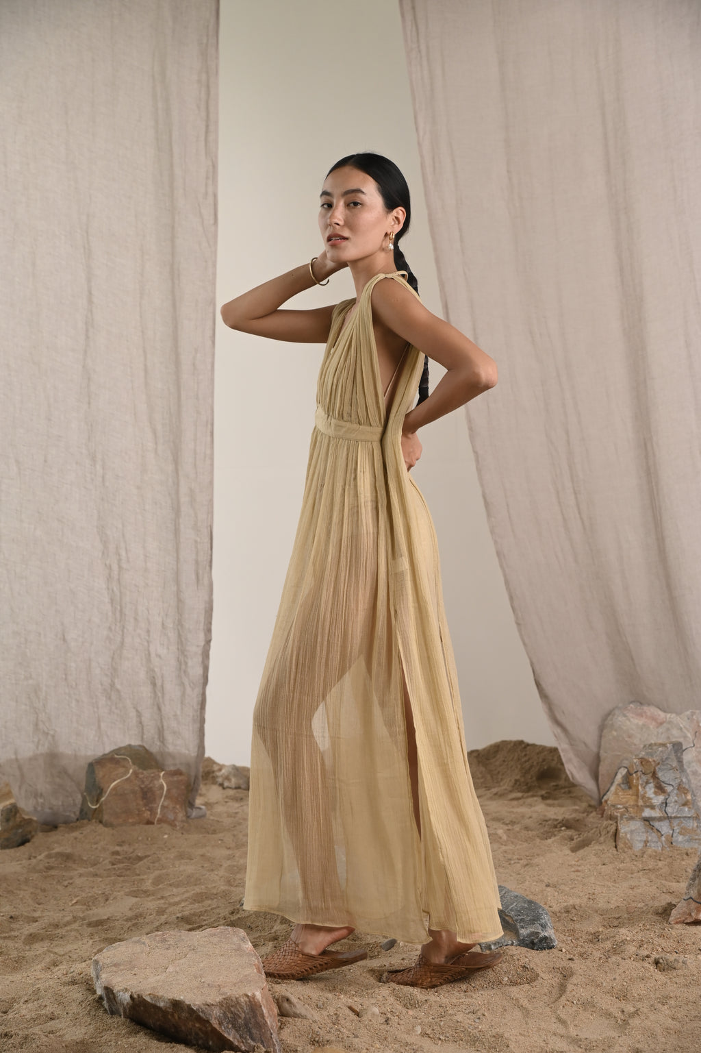 100% Crepe Silk Jala Dress from Savannah Collection by The White Raven Women Clothing