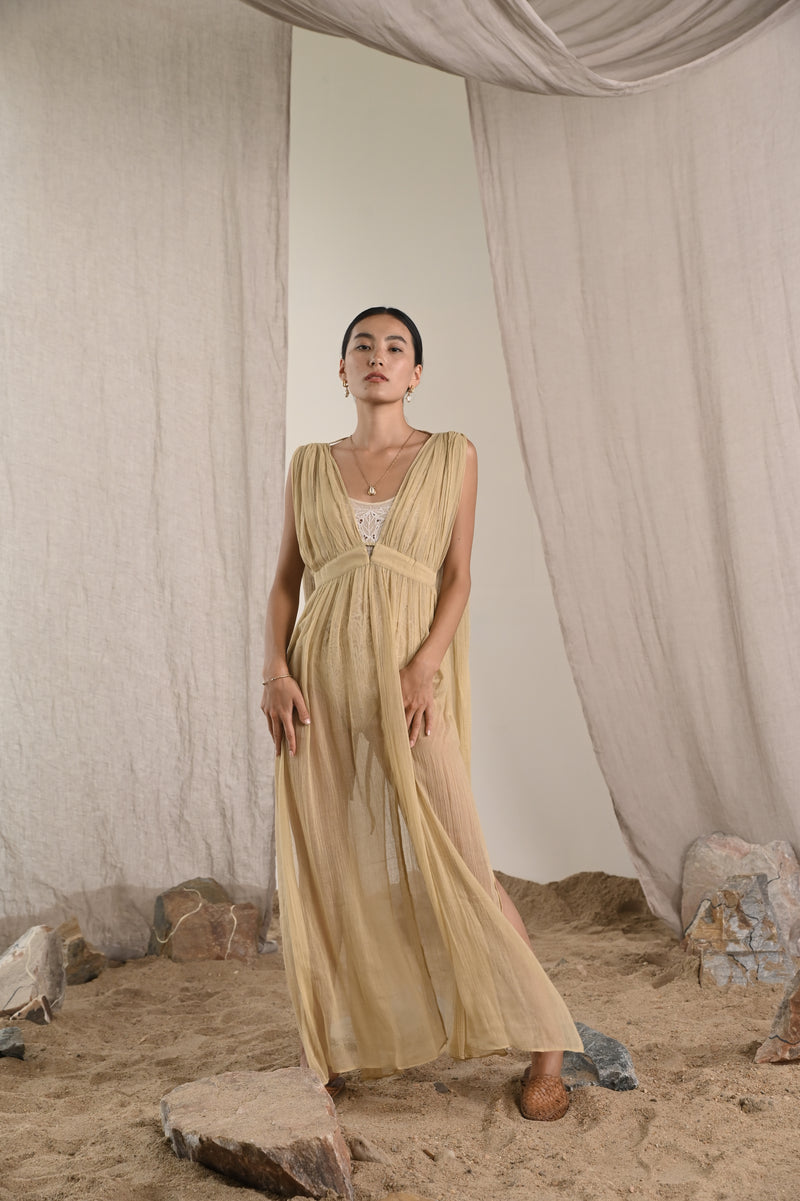 100% Crepe Silk Jala Dress from Savannah Collection by The White Raven Women Clothing