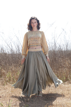 100% Habutai Silk Oleander Skirt from Savannah Collection by the White Raven Women Clothing