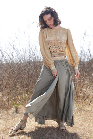 100% Habutai Silk Oleander Skirt from Savannah Collection by the White Raven Women Clothing