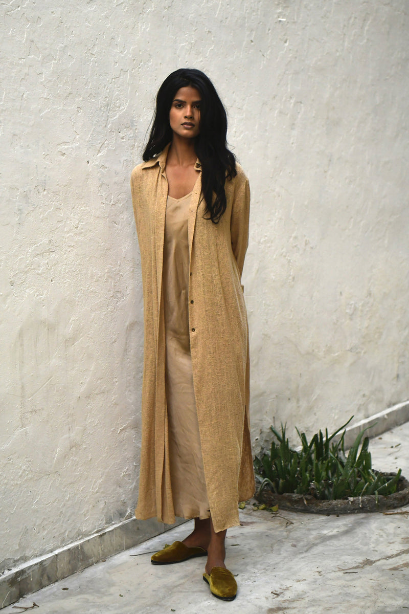 Hand loomed raw silk & Azo free dyed raw silk by The White Raven