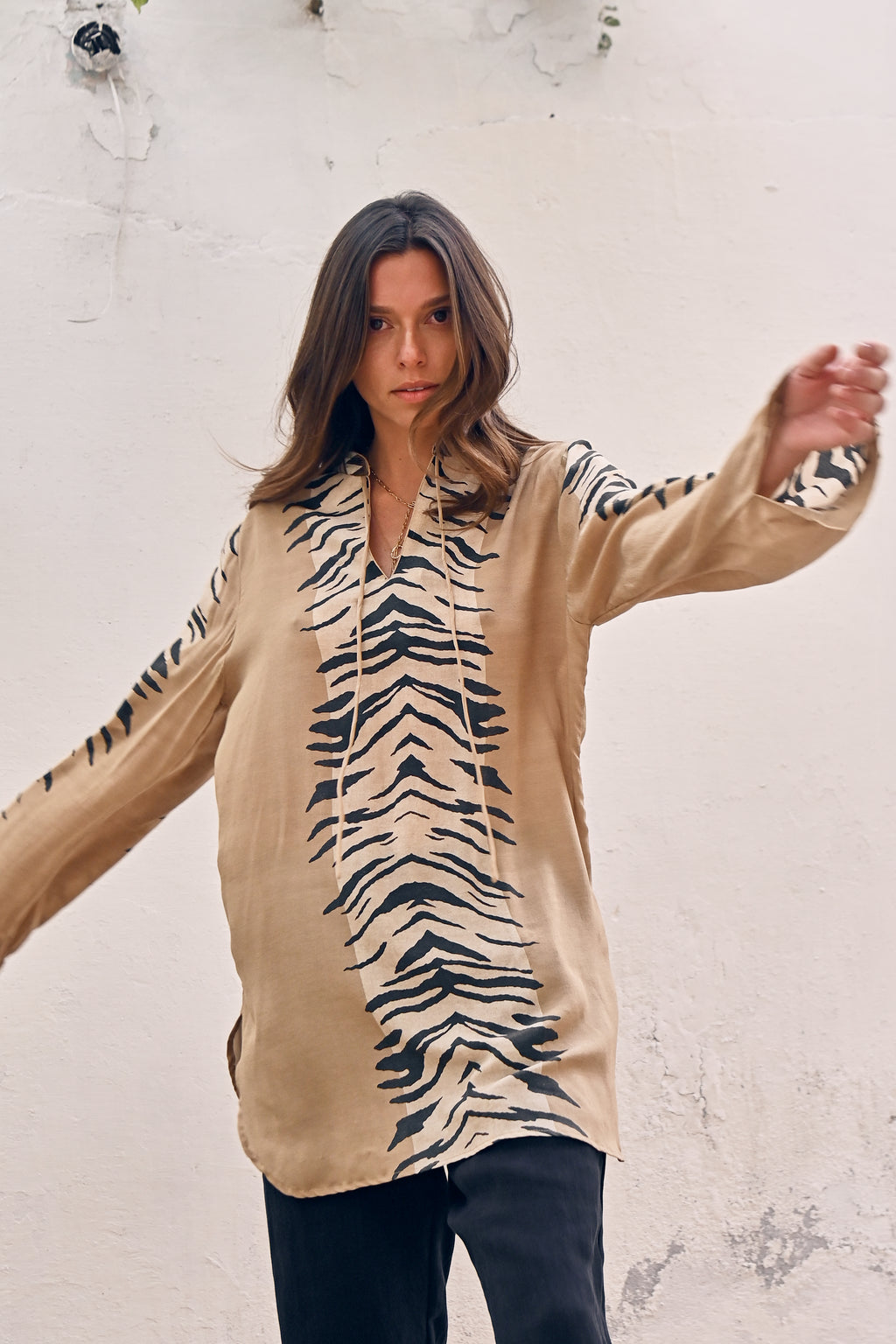 100% Crepe Silk Ella Tunic from Savannah Collection by The White Raven Women Clothing