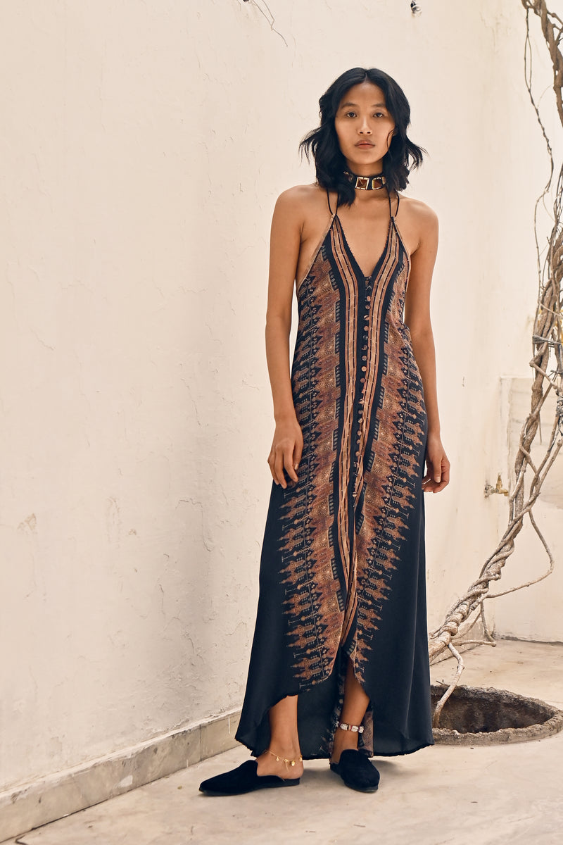 100% Silk Asha dress from savannah collection by the white raven women clothing