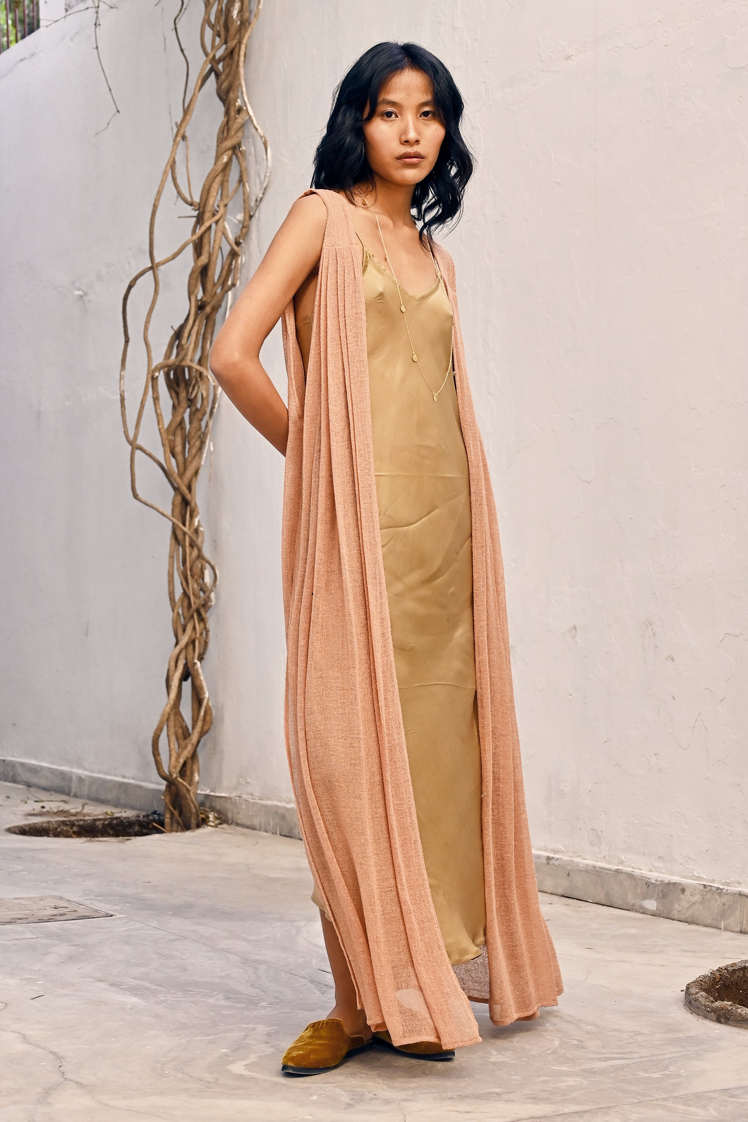 Rose gold slip store dress