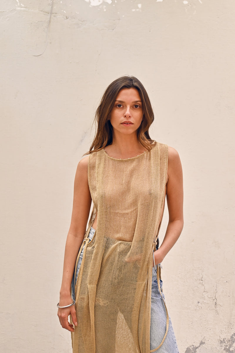 Raw Silk Gauze Hewa Armour from Savannah Collection by The White Raven Women Clothing