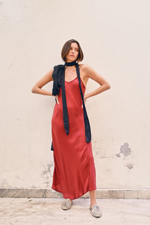 Rose Bush Fibers Hand Dyed Rose Slip Dress from Savannah Collection by the White Raven Women Clothing