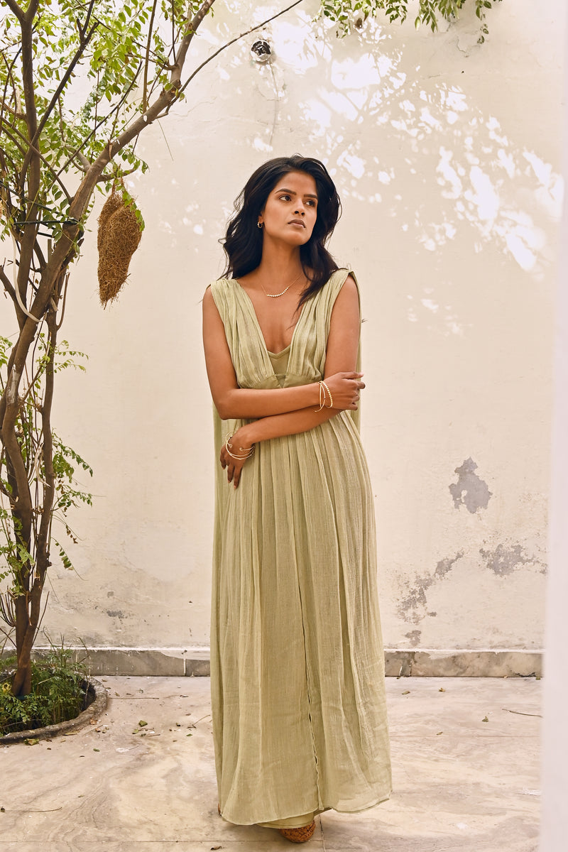 100% Crepe Silk Jala Dress from Savannah Collection by The White Raven Women Clothing